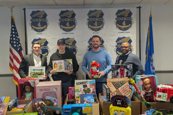 AFSCME members at New Britain PD at their toy drive. Photo credit: Council 4.