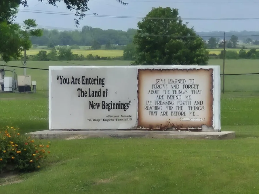 Sign near the entrance to Angola Prison. Photo credit: Sonia Rico/HOPE AFSCME Local 123.