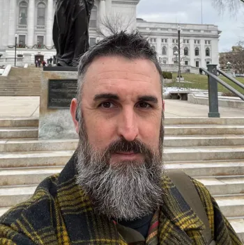Ben Gruber at the state capital in Madison. Photo courtesy Ben Gruber for State Assembly.