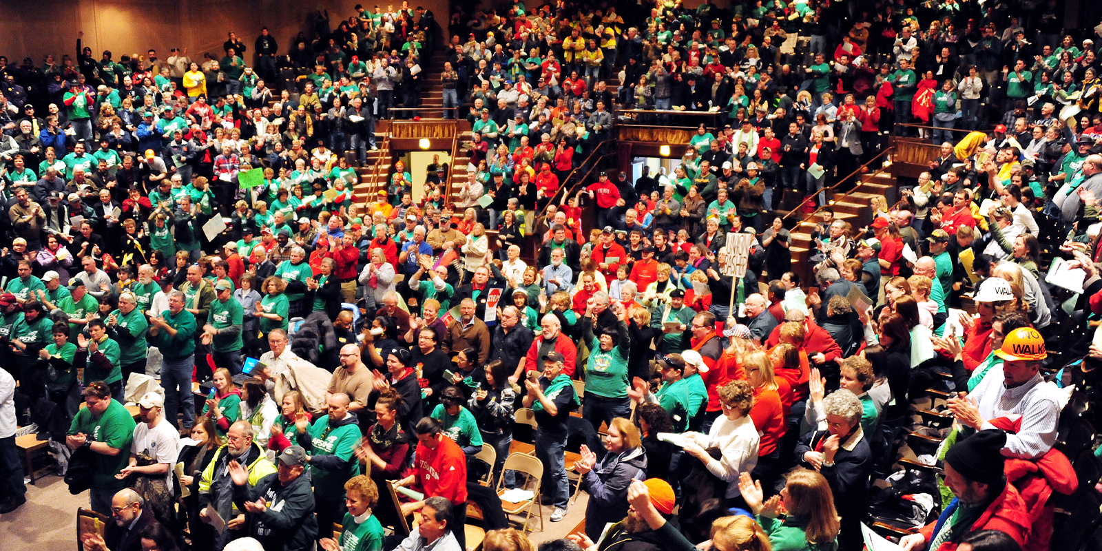 Members from AFSCME and other unions protested Act 10 at the Wisconsin State Capitol in 2011. Photo: Greg Dixon.